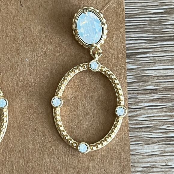 Spartina 449 Cristal Oval Drop Earrings in White Opal - Picture 3 of 6